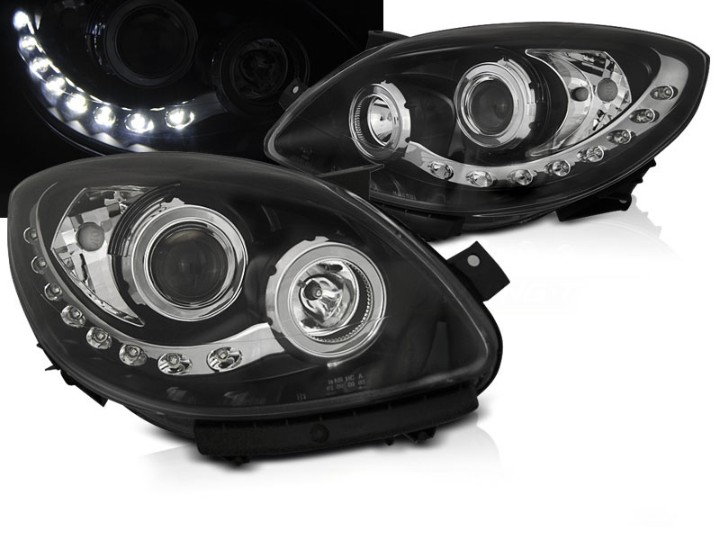 Prednja svjetla LED DayLight (crna) / Renault Twingo (2007-2011), LPRE36