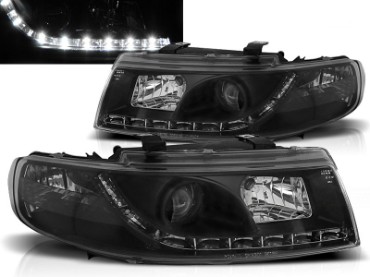 Prednja svjetla LED DayLight (crna) / Seat Leon Toledo (1999-2004), LPSE12