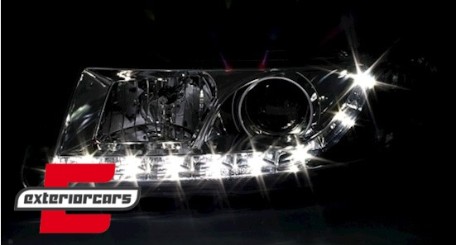 Prednja svjetla LED DayLight (crna) / Seat Leon Toledo (1999-2004), LPSE12