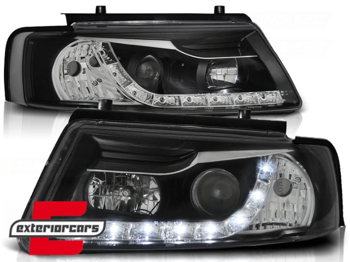 Prednja svjetla LED DayLight (crna) / Volkswagen Passat B5 3B (11.1996-08.2000), LPVWE7