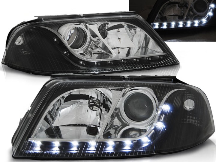Prednja svjetla LED DayLight (crna) / Volkswagen Passat B5 3BG (09.2000-03.2005), LPVW56