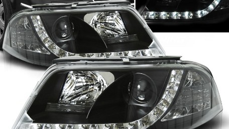 Prednja svjetla LED DayLight (crna) / Volkswagen Passat B5 3BG (09.2000-03.2005), LPVW82