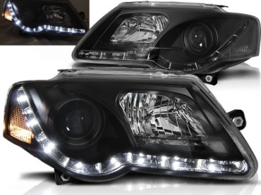 Prednja svjetla LED DayLight (crna) / Volkswagen Passat B6 3C (03.2005-2010), LPVWC2