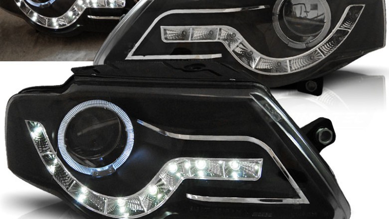 Prednja svjetla LED DayLight (crna) / Volkswagen Passat B6 3C (03.2005-2010), LPVWF7