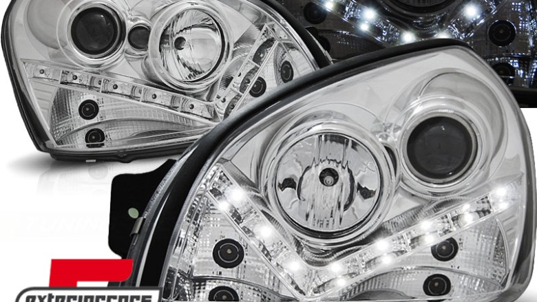 Prednja svjetla LED DayLight dizajn (chrome) / Hyundai Tucson (2004-2010), LPHU04