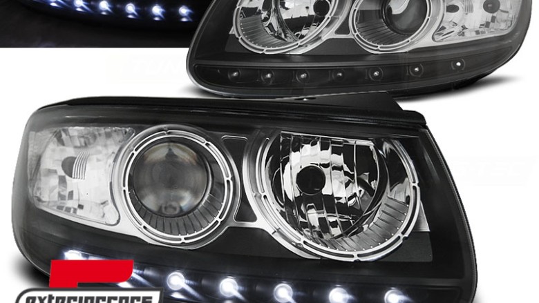 Prednja svjetla LED DayLight dizajn (crna) / Hyundai Santa Fe (2006-2012), LPHU03
