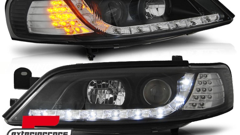 Prednja svjetla LED DayLight LED žmigavci (crna) / Opel Vectra B (1995-12.1998), LPOP74