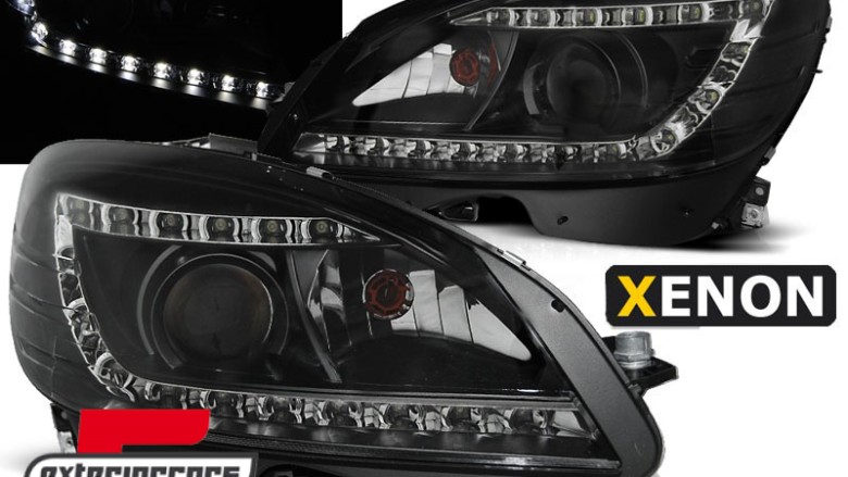 Prednja svjetla LED DayLight XENON (crna) / Mercedes C klasa W204 S204 limuzina karavan (2007-2010), LPME70