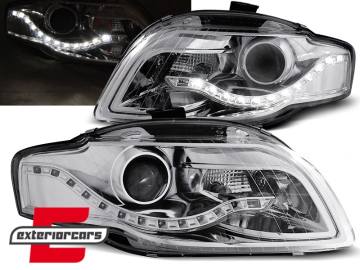 Prednja svjetla LED DayLights (chrome) / Audi A4 B7 (2004-2008), LPAU51