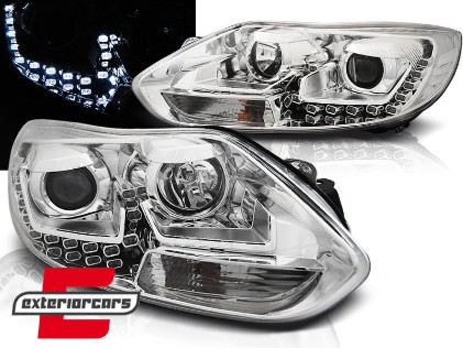 Prednja svjetla LED DayLights (chrome) / Ford Focus III Mk3 (2010-2014), LPFO60