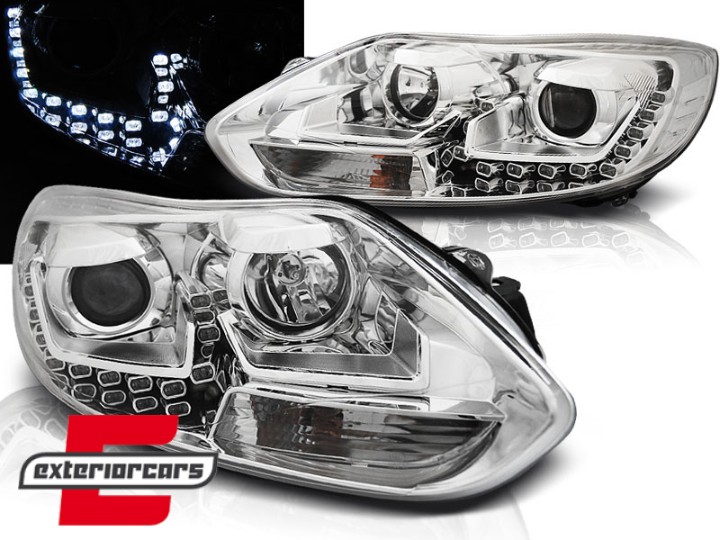 Prednja svjetla LED DayLights (chrome) / Ford Focus III Mk3 (2010-2014), LPFO60