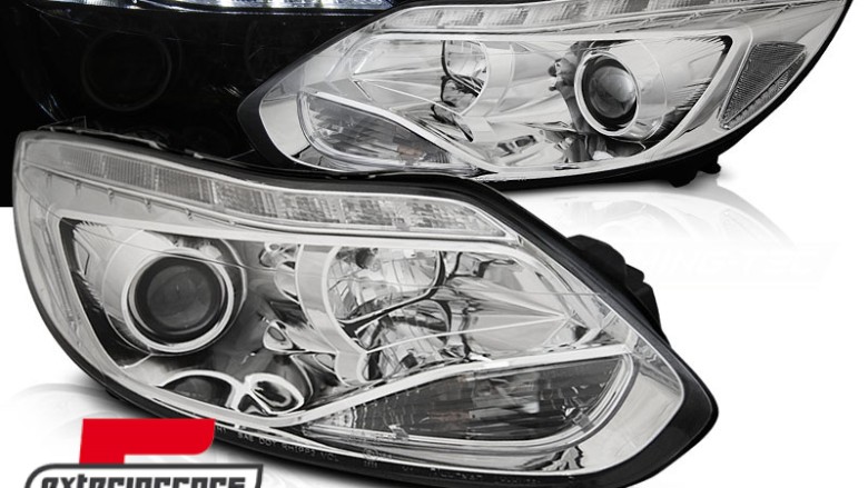 Prednja svjetla LED DayLights (chrome) / Ford Focus III Mk3 (2010-2014), LPFO91