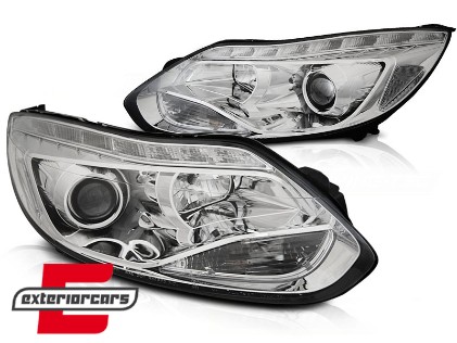 Prednja svjetla LED DayLights (chrome) / Ford Focus III Mk3 (2010-2014), LPFO91