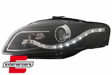 Prednja svjetla LED DayLights (crna) / Audi A4 B7 (2004-2008), LPAU52