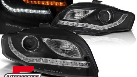 Prednja svjetla LED DayLights (crna) / Audi A4 B7 (2004-2008), LPAUE5