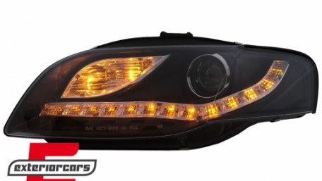 Prednja svjetla LED DayLights (crna) / Audi A4 B7 (2004-2008), LPAUE5
