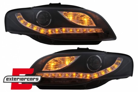 Prednja svjetla LED DayLights (crna) / Audi A4 B7 (2004-2008), LPAUE5