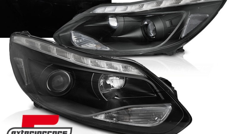 Prednja svjetla LED DayLights (crna) / Ford Focus III Mk3 (2010-2014), LPFO92