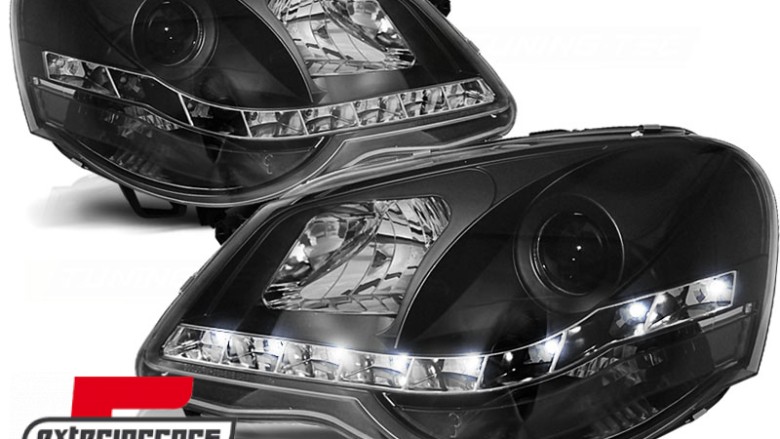 Prednja svjetla LED DayLine (crna) / Volkswagen Polo 9N3 (04.2005-2009), LPVWA6