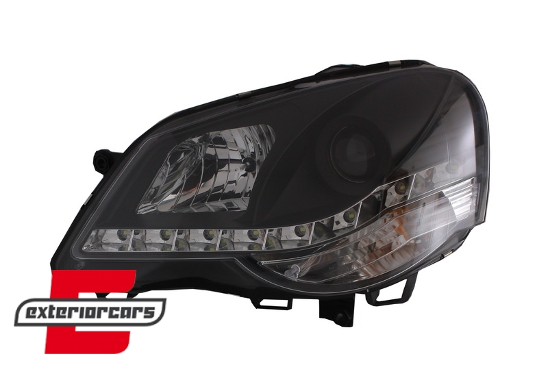Prednja svjetla LED DayLine (crna) / Volkswagen Polo 9N3 (04.2005-2009), LPVWA6