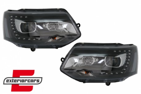 Prednja svjetla LED DayLine Xenon look (crna) / VW T5.1 (2010-2015), LPVW49