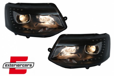 Prednja svjetla LED DayLine Xenon look (crna) / VW T5.1 (2010-2015), LPVW49