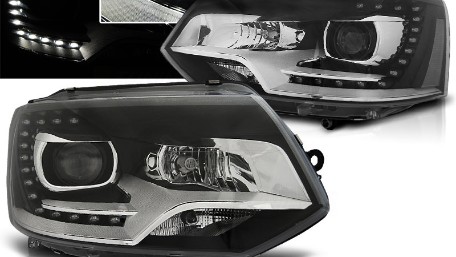 Prednja svjetla LED DayLine Xenon look (crna) / VW T5.1 (2010-2015), LPVWM4