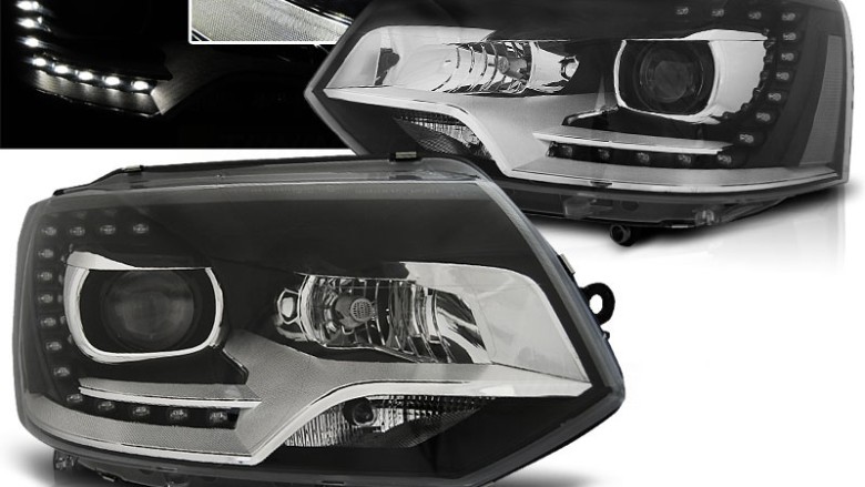 Prednja svjetla LED DayLine Xenon look (crna) / VW T5.1 (2010-2015), LPVWM4