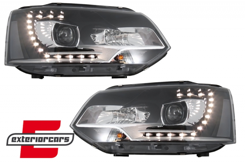 Prednja svjetla LED DayLine Xenon look (crna) / VW T5.1 (2010-2015), LPVWM4