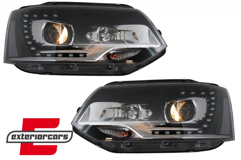 Prednja svjetla LED DayLine Xenon look (crna) / VW T5.1 (2010-2015), LPVWM4