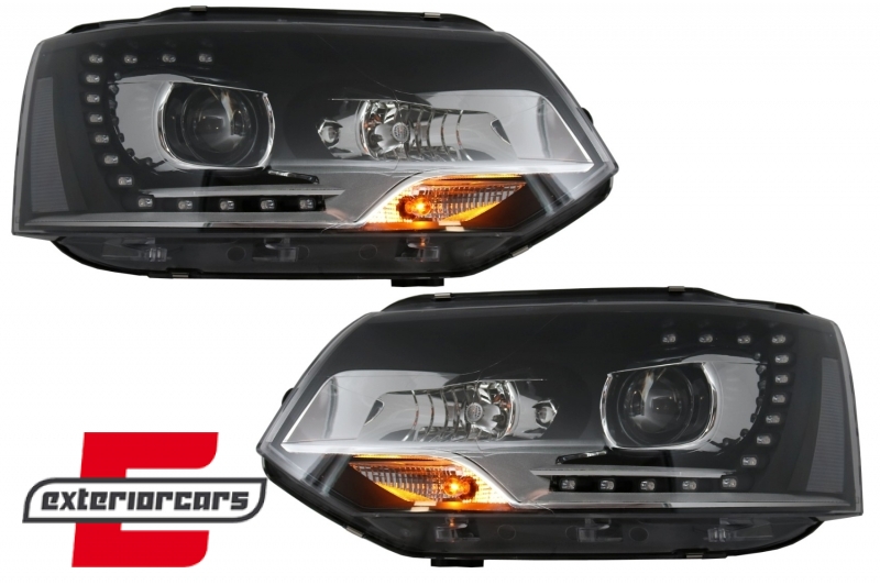 Prednja svjetla LED DayLine Xenon look (crna) / VW T5.1 (2010-2015), LPVWM4