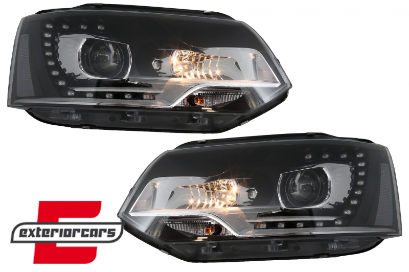 Prednja svjetla LED DayLine Xenon look (crna) / VW T5.1 (2010-2015), LPVWM4