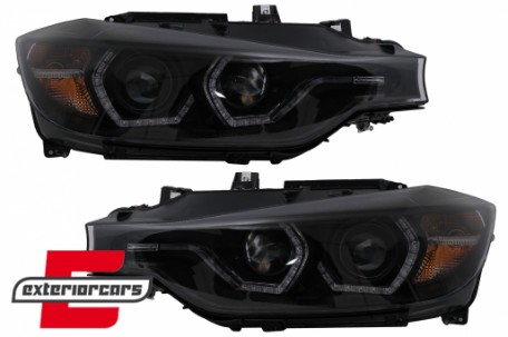 Prednja svjetla LED DRL Angel Eyes (crna) / BMW serije 3 F30 F31 LCI limuzina karavan (2015-2019), LPBMN2