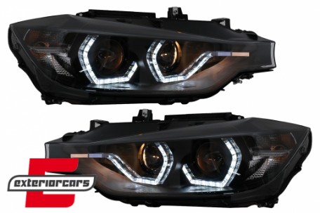 Prednja svjetla LED DRL Angel Eyes (crna) / BMW serije 3 F30 F31 LCI limuzina karavan (2015-2019), LPBMN2