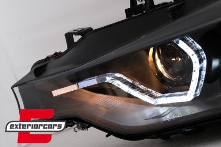 Prednja svjetla LED DRL Angel Eyes (crna) / BMW serije 3 F30 F31 LCI limuzina karavan (2015-2019), LPBMN2