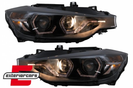 Prednja svjetla LED DRL Angel Eyes (crna) / BMW serije 3 F30 F31 LCI limuzina karavan (2015-2019), LPBMN2