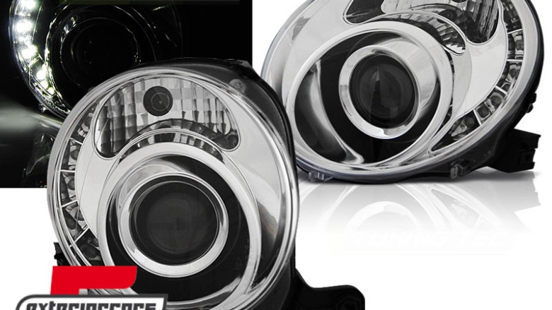 Prednja svjetla LED DRL (chrome) / Fiat 500 (2007-2015), LPFI23
