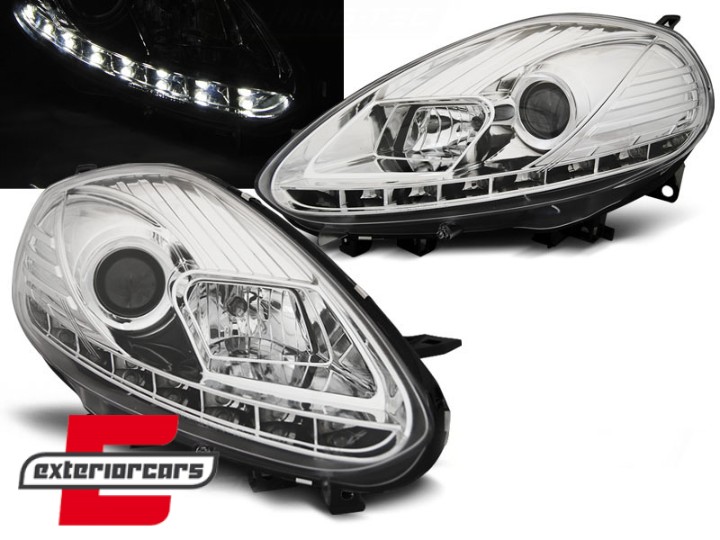 Prednja svjetla LED DRL (chrome) / Fiat Punto EVO (10.2009-2012), LPFI27