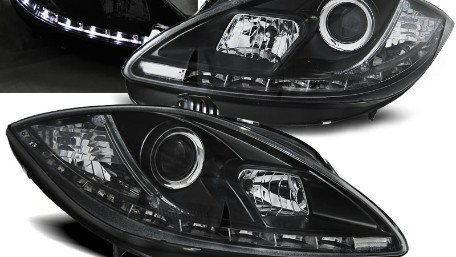 Prednja svjetla LED DRL (crna) - facelift  / SEAT LEON ALTEA (09-12), LPSE24