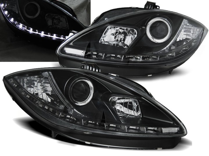 Prednja svjetla LED DRL (crna) - facelift  / SEAT LEON ALTEA (09-12), LPSE24