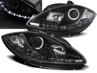 Prednja svjetla LED DRL (crna) - facelift  / SEAT LEON ALTEA (09-12), LPSE24