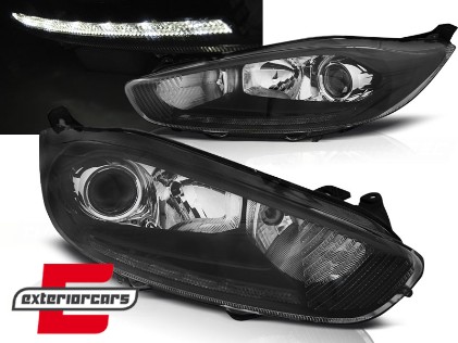 Prednja svjetla LED DRL (crna) / Ford Fiesta (2013-2016), LPFO69
