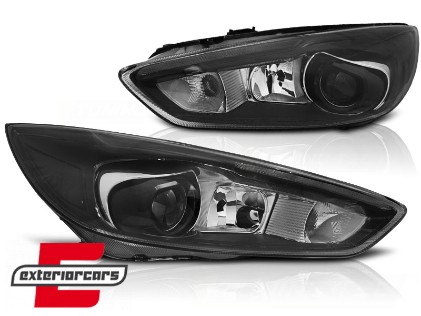 Prednja svjetla LED DRL (crna) / Ford Focus Mk3 Facelift (2014-2018), LPFO77