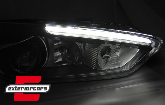 Prednja svjetla LED DRL (crna) / Ford Focus Mk3 Facelift (2014-2018), LPFO77