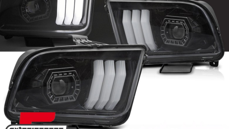Prednja svjetla LED DRL (crna) / Ford Mustang V (2004-2009), LPFOA9