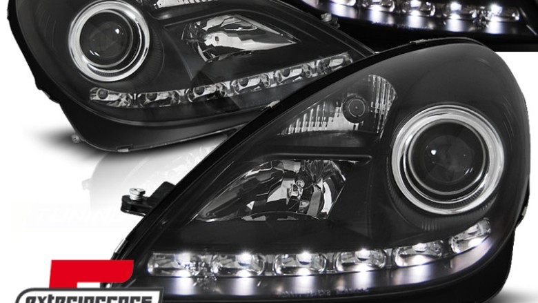 Prednja svjetla LED DRL (crna) / Mercedes SLK R171 (2004-2011), LPME38
