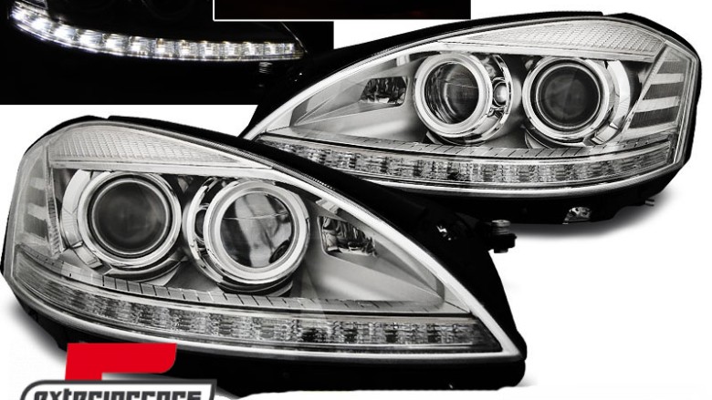 Prednja svjetla LED DRL Facelift look (chrome) / Mercedes S-klasa W221 (2005-2009), LPME83
