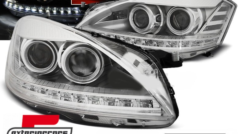 Prednja svjetla LED DRL Facelift look (chrome) / Mercedes S-klasa W221 (2005-2009), LPMEA1