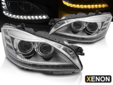Prednja svjetla LED DRL Facelift look (chrome) / Mercedes S-klasa W221 (2005-2009), LPMEF6