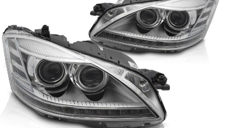 Prednja svjetla LED DRL Facelift look (chrome) / Mercedes S-klasa W221 (2005-2009), LPMEF6